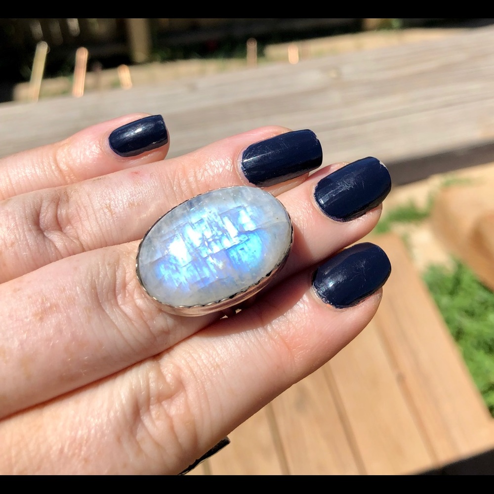 Sterling silver moonstone ring